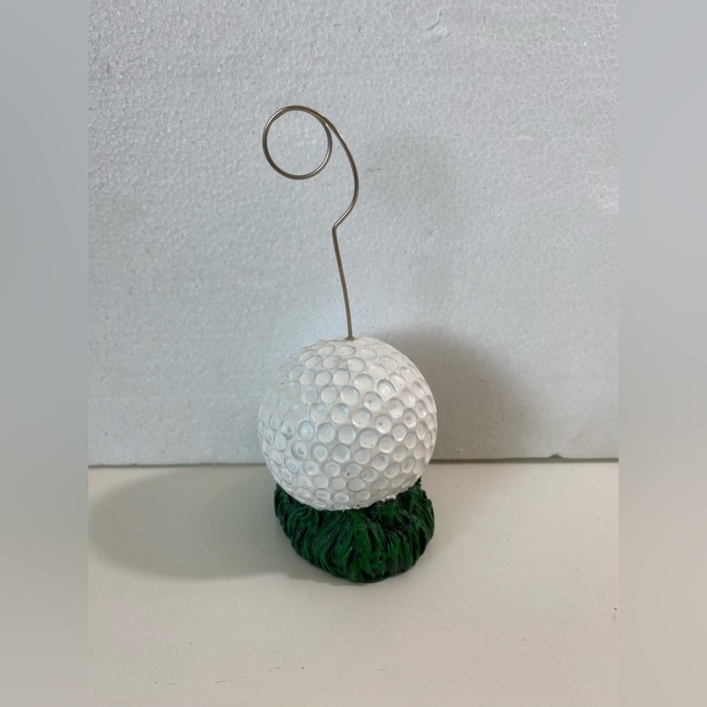Golf Ball on Grass Photo Frame Holder White and Green Silver holder
